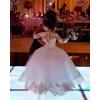 imageLong Sleeves Ball Gown Lace Pagent Flower Girl Dress for Wedding Party Dresses Kids Princess Communion DressWhite