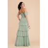 imageOff Shoulder Chiffon Bridesmaid Dresses Long for Women Tiered Ruffles A Line Formal Evening DressYellow