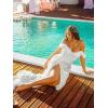 imageOff Shoulder Satin Bridesmaid Dresses Mermaid Wedding Dress Ruched Satin Prom Dresses Long for Women with CapeSilver