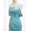 imageOff Shoulder Satin Bridesmaid Dresses for Wedding Long 2025 Mermaid Prom Dresses Pleated Formal Evening Gown with SlitAqua