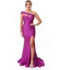 imageOne Shoulder Bridesmaid Dresses Long 2025 Mermaid Satin Prom Dress Stretchy Bodycon Formal Gowns for Wedding with SlitAqua