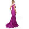 imageOne Shoulder Bridesmaid Dresses Long 2025 Mermaid Satin Prom Dress Stretchy Bodycon Formal Gowns for Wedding with SlitAqua