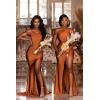 imageOne Shoulder Mermaid Bridesmaid Dresses for Wedding Long Prom Dresses Bodycon Formal Party Gowns with SlitAqua
