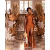 imageOne Shoulder Mermaid Bridesmaid Dresses for Wedding Long Prom Dresses Bodycon Formal Party Gowns with SlitBurnt Orange