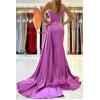 imageOne Shoulder Mermaid Bridesmaid Dresses for Wedding Ruched Satin Prom Dress Bodycon Formal Party DressPeacock