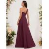 imageOne Shoulder Pleated Bridesmaid Dresses Long with Slit Chiffon A Line Formal Evening Dress for WomenYellow