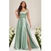 imageSatin Bridesmaid Dresses with Bow Square Neck A Line Formal Evening Dresses Long for WomenYellow