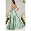 imageSatin Bridesmaid Dresses with Bow Square Neck A Line Formal Evening Dresses Long for WomenYellow