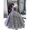 imageSequin Flower Girl Dresses for Wedding Off Shoulder Sparkly Pageant Dress for Girls Ball Gown Kids DressPink