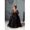 imageTulle Pageant Dress Lace Flower Girl Dresses Appliques Tiered Princess Ball Gown Kids Prom Formal GownsGrape