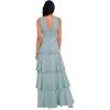 imageV Neck Tiered Bridesmaid Dresses Long for Women Ruffles Chiffon Formal Evening DressesYellow