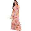 imageV Neck Tiered Bridesmaid Dresses Long for Women Ruffles Chiffon Formal Evening DressesYellow
