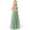 imageWomens Chiffon Bridesmaid Dresses Long Spaghetti Straps V Neck Ruched A Line Formal DressEmerald Green