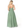 imageWomens Chiffon Bridesmaid Dresses Long Spaghetti Straps V Neck Ruched A Line Formal DressEmerald Green