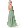 imageWomens Chiffon Bridesmaid Dresses Long Spaghetti Straps V Neck Ruched A Line Formal DressEucalyptus