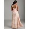imageWomens Chiffon Bridesmaid Dresses Long Spaghetti Straps V Neck Ruched A Line Formal DressFloral Blush