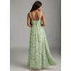 imageWomens Chiffon Bridesmaid Dresses Long Spaghetti Straps V Neck Ruched A Line Formal DressFloral Green