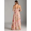 imageWomens Chiffon Bridesmaid Dresses Long Spaghetti Straps V Neck Ruched A Line Formal DressFloral Orange