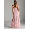 imageWomens Chiffon Bridesmaid Dresses Long Spaghetti Straps V Neck Ruched A Line Formal DressFloral Pink