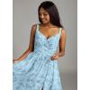 imageWomens Chiffon Bridesmaid Dresses Long Spaghetti Straps V Neck Ruched A Line Formal DressFloral Steel Blue