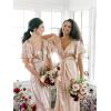 imageWomens V Neck Sequin Bridesmaid Dresses Long Sparkly Prom Dresses 2024 Mermaid Wrap Formal Evening GownsRose Gold