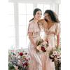 imageWomens V Neck Sequin Bridesmaid Dresses Long Sparkly Prom Dresses 2024 Mermaid Wrap Formal Evening GownsRose Gold