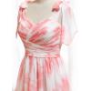 imagehomdor Chiffon Bridesmaid Dresses Long 2025 Foral Printed Prom Dresses Spaghetti Straps Pleated Formal Maxi Dress with SlitPure Blush
