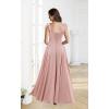 imagehomdor Spaghetti Straps Chiffon Bridesmaid Dresses for Women Long Ruffles Scoop Neck Pleated Formal Evening Gown with SlitFuchsia