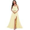 imagehomdor Spaghetti Straps Chiffon Bridesmaid Dresses for Women Long Ruffles Scoop Neck Pleated Formal Evening Gown with SlitMauve
