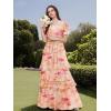 imagehomdor Tiered Ruffles Bridesmaid Dresses for Women 2025 V Neck Chiffon Formal Evening Dresses with SleevesYellow