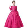 imageLong Sleeve Sequin Pageant Dress Sparkly Flower Girl Dresses for Wedding Prom Kids Princess Ball GownHot Pink
