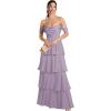 imageOff Shoulder Chiffon Bridesmaid Dresses Long for Women Tiered Ruffles A Line Formal Evening DressWisteria