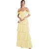 imageOff Shoulder Chiffon Bridesmaid Dresses Long for Women Tiered Ruffles A Line Formal Evening DressYellow