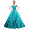 imageOff Shoulder Sequin Flower Girl Dresses for Wedding Sparkly Pageant Dresses Ball Gown Princess Kids Toddler DressAqua