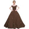 imageOff Shoulder Sequin Flower Girl Dresses for Wedding Sparkly Pageant Dresses Ball Gown Princess Kids Toddler DressBrown