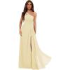 imageOne Shoulder Pleated Bridesmaid Dresses Long with Slit Chiffon A Line Formal Evening Dress for WomenYellow