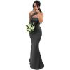 imageOne Shoulder Satin Bridesmaid Dresses Mermaid Prom Dress Long Bodycon Formal Wedding Dress for WomenBlack