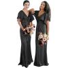 imageWomens V Neck Sequin Bridesmaid Dresses Long Sparkly Prom Dresses 2024 Mermaid Wrap Formal Evening GownsBlack