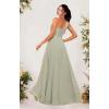 imageChiffon One Shoulder Bridesmaid Dress with Pleated Bodice Long Ruffles A Line Formal Dress for Women with SlitAqua