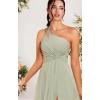 imageChiffon One Shoulder Bridesmaid Dress with Pleated Bodice Long Ruffles A Line Formal Dress for Women with SlitAqua