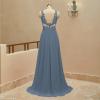 imageLace Appliques Chiffon Bridesmaid Dresses 2025 Long Beaded Prom Dress A Line Formal Party Evening Gowns with Slit for WomenAqua