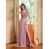 imageLace Appliques Chiffon Bridesmaid Dresses 2025 Long Beaded Prom Dress A Line Formal Party Evening Gowns with Slit for WomenMint