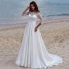 imageLong Sleeve Lace Wedding Dresses for Bride Satin Ball Gowns Simple V Neck Bridal Gowns for WomenHivory