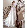 imageLong Sleeve Lace Wedding Dresses for Bride Satin Ball Gowns Simple V Neck Bridal Gowns for WomenPwhite