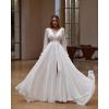 imageLong Sleeve Wedding Dresses for Bride Simple Satin Wedding Gown Lace Appliques Tulle Country Wedding Dress Bride GownWhitestyle8