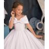 imageOff Shoulder Satin Flower Girls Dresses for Wedding ALine Princess Ball Gown Pageant Dress for Girl Kids DressChampagne