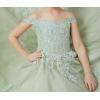 imageOff Shoulder Tulle Pageant Dress Lace Applique Flower Girl Dress Ball Gown Toddler Kids Birthday Party DressWhite