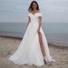 imageOff Shoulder Tulle Prom Dresses for Women Ball Gown ALine Wedding Dress Split Formal Evening DressDark Green