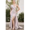 imageOne Shoulder Appliques Bridesmaid Dresses Mermaid Prom Dress with Slit Satin Formal Gown for WeddingChampagne
