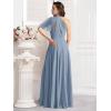 imageOne Shoulder Bridesmaid Dresses for Women Long Short Sleeve Pleated Chiffon Formal Evening GownsYellow